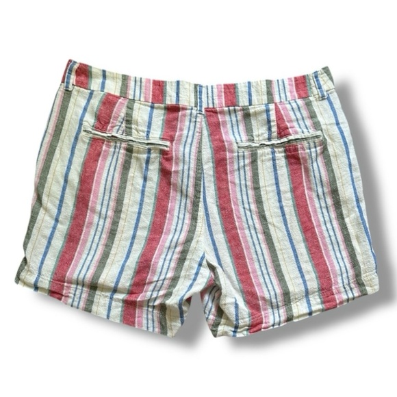 Old Navy Mid Rise Everyday Linen Blend Multicolor Stripes Women's Size 14 Summer - Picture 3 of 16